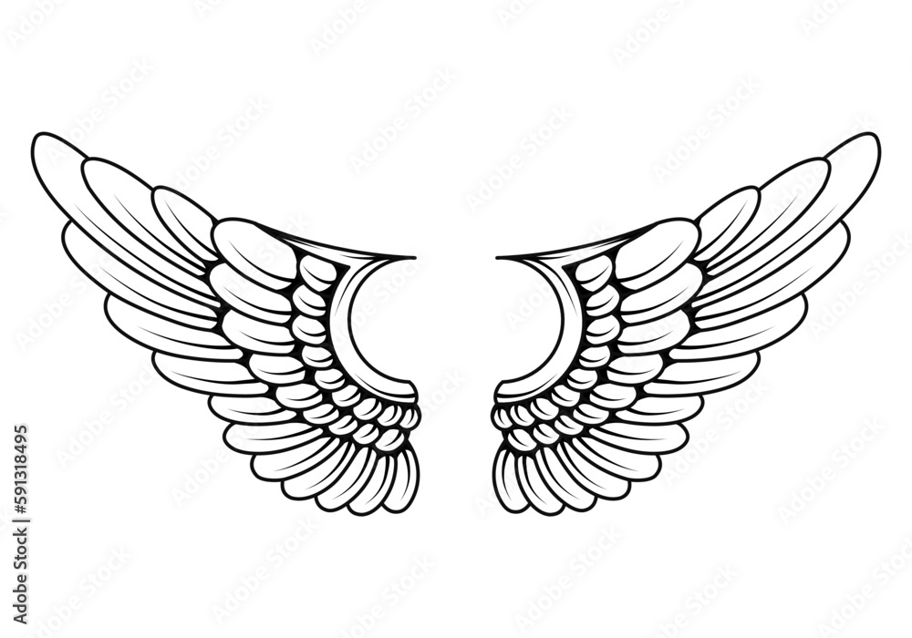Fototapeta premium Vector angel wings tattoo design