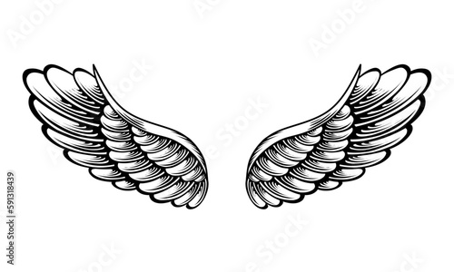 Vector angel wings tattoo design