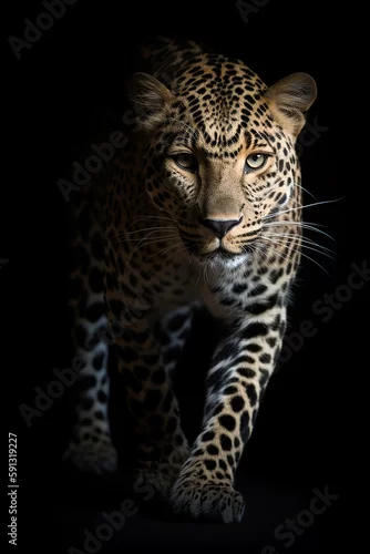 Obraz onça pintada  em fundo preto 