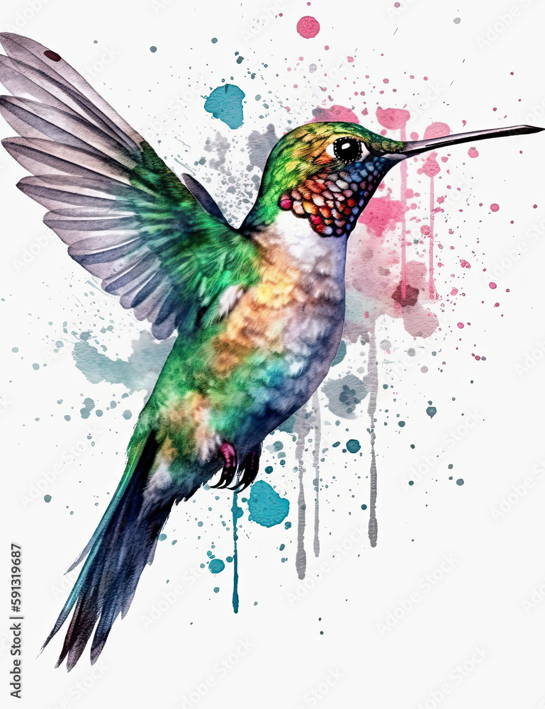 Hummingbird, birds, logo design, watercolor, beautiful. Generative AI Hummingbird, birds, logo design, watercolor, beautiful. Generative AI