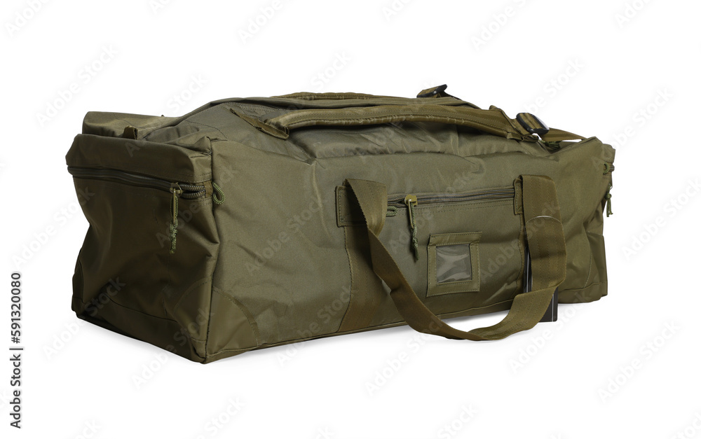Army duffle bag isolated on white. Military equipment Army duffle bag isolated on white. Military equipment