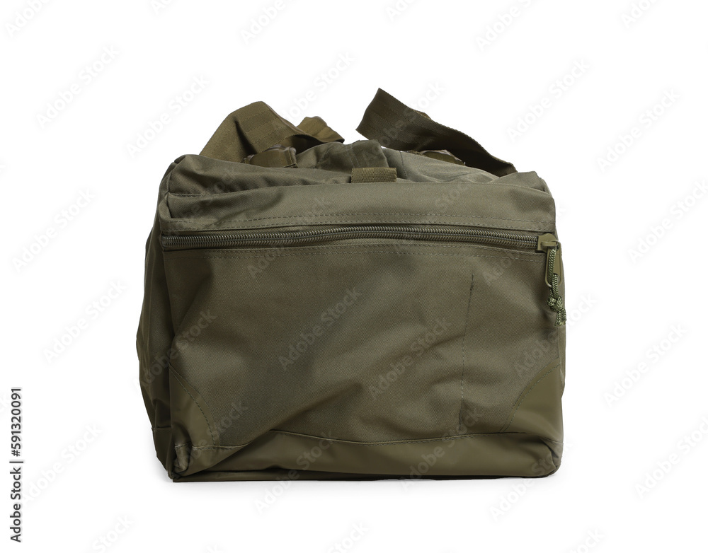 Army duffle bag isolated on white. Military equipment Army duffle bag isolated on white. Military equipment