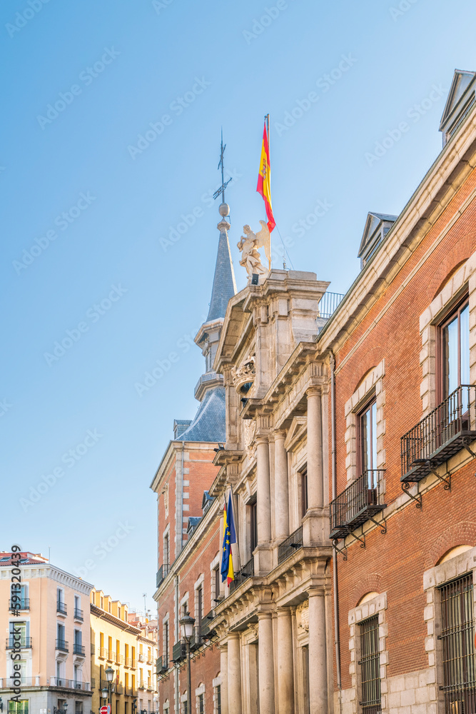 Plaza de Santa Cruz with the ministry of Foreign affairs in Madrid Spain