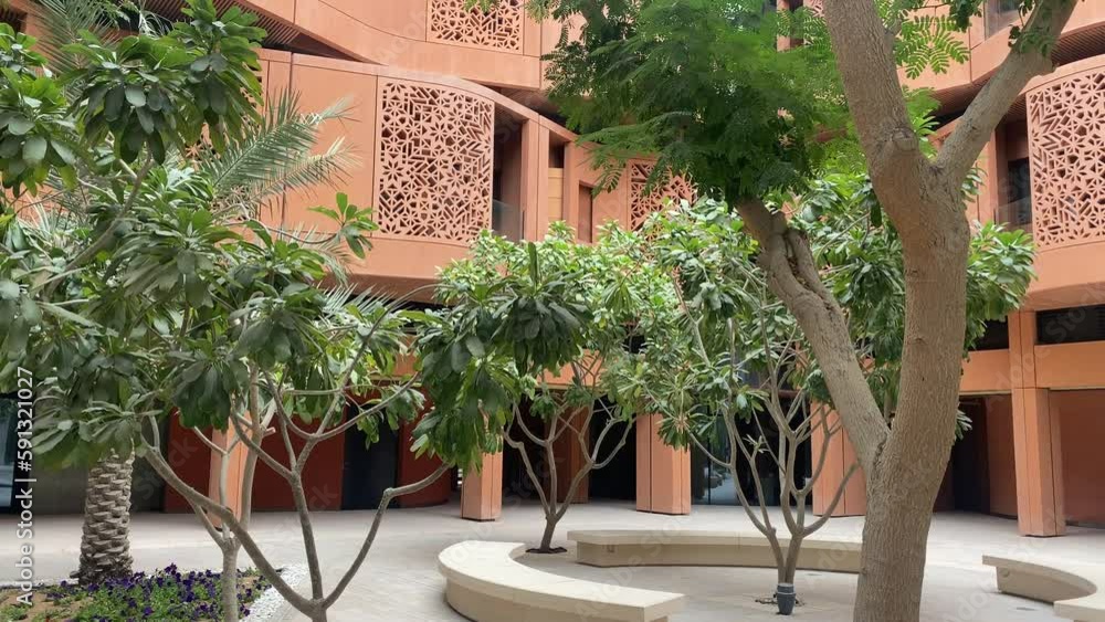 UAE, Abu Dhabi - 13th march, 2023: Eco-friendly architecture in Masdar City, Abu Dhabi UAE, Abu Dhabi - 13th march, 2023: Eco-friendly architecture in Masdar City, Abu Dhabi