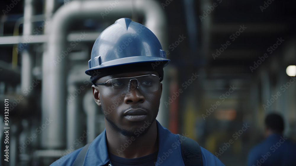 Empowered worker in industry with vision of the future Empowered worker in industry with vision of the future