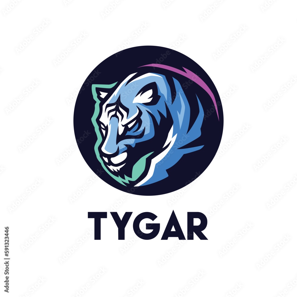 Blue Tiger Esport Mascot Vector Logo