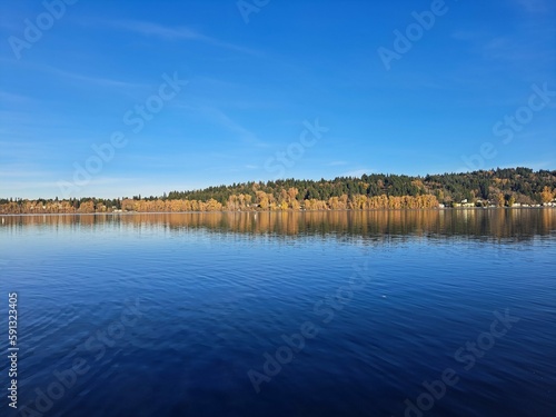 Beautiful Reflective Lake Blue Sky Blue Water High Resolution