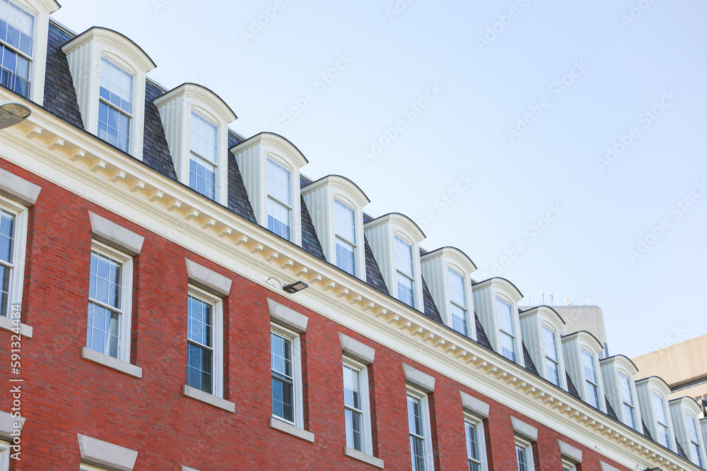 Stockfoto city brick buildings can symbolize urbanization