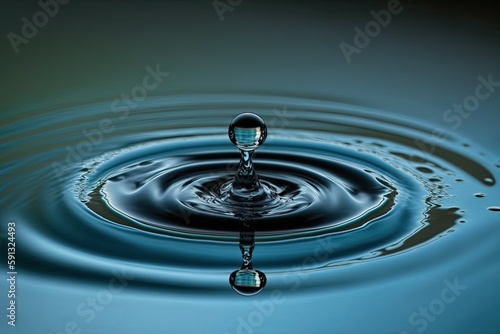 single water droplet in a larger body of water. Generative AI