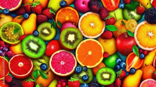 Wallpaper Mural Juicy and bright fruit prints wallpaper Torontodigital.ca