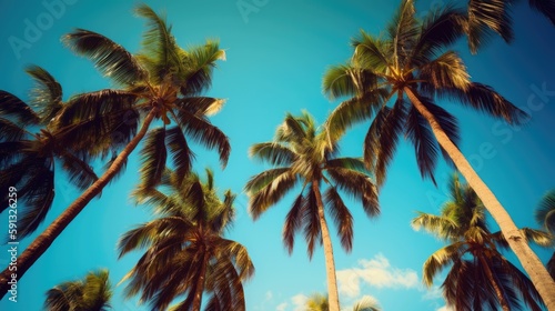 Palm Trees against a Bright Blue Sky Wallpaper