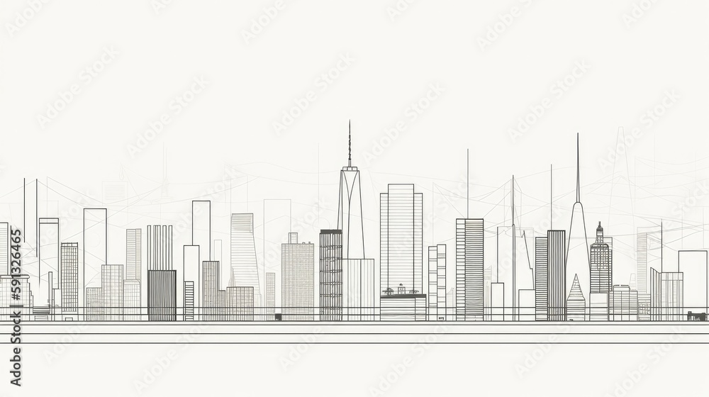 Minimal line drawings of city skylines wallpaper