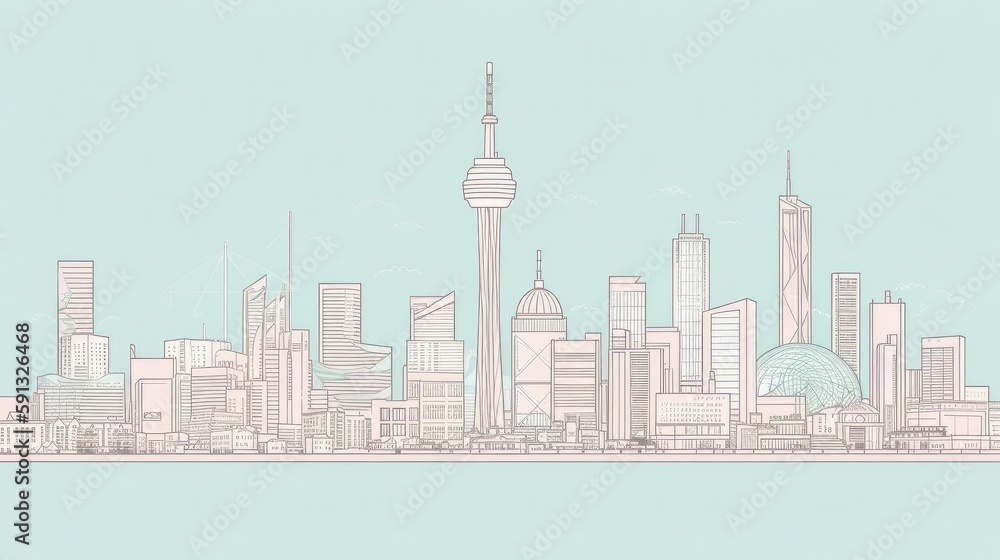 Obraz premium Minimalistic line drawings of city skylines