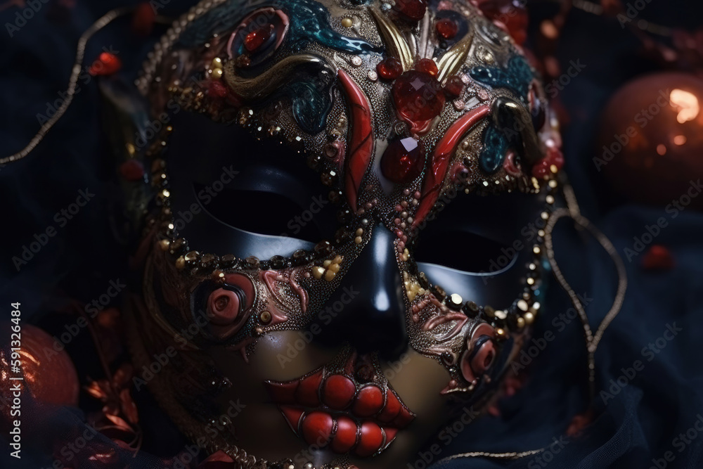 dark carnival mystery mask generative ai