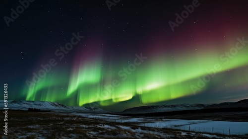 Aurora Borealis or Northern Lights in the night sky