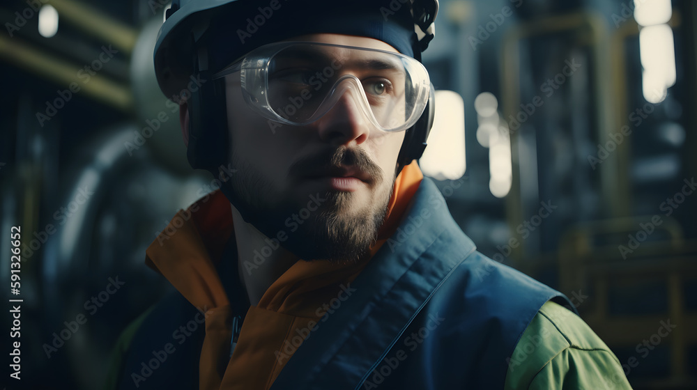 Empowered worker in industry with vision of the future Empowered worker in industry with vision of the future