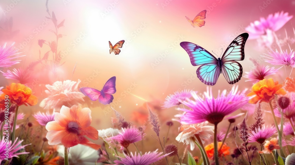 Flowers and butterflies