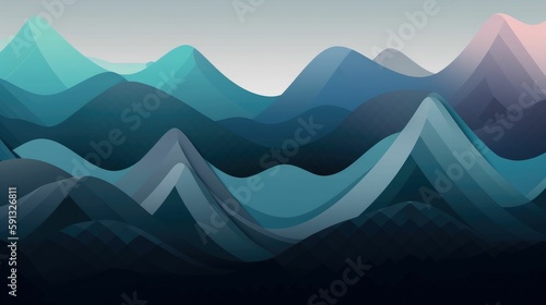 Simplified mountain range with abstract geometric shapes