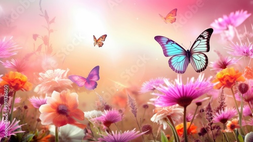 Flowers and butterflies