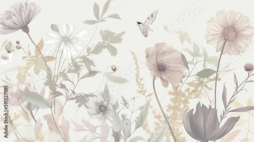 Delicate floral wallpaper illustration