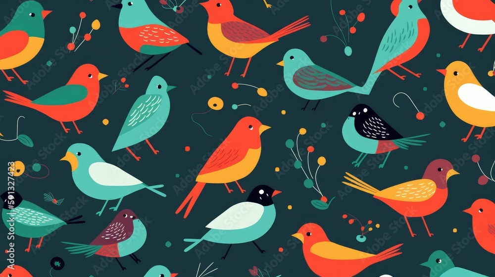 Fototapeta premium Colorful and playful bird illustrations