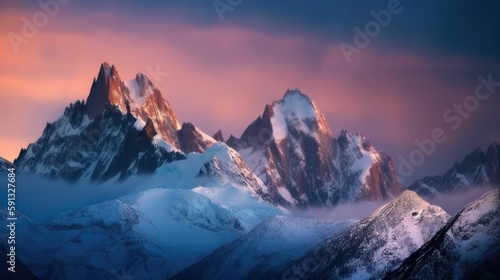 Landscape wallpaper of snowy mountain peaks