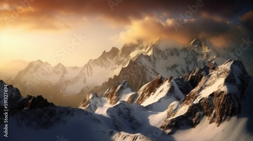 Gorgeous snowy mountain peaks landscape wallpaper © Oliver