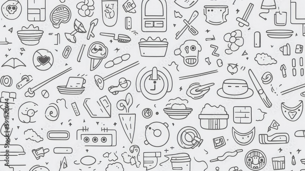 Simple line drawings of everyday objects wallpaper Simple line drawings of everyday objects wallpaper