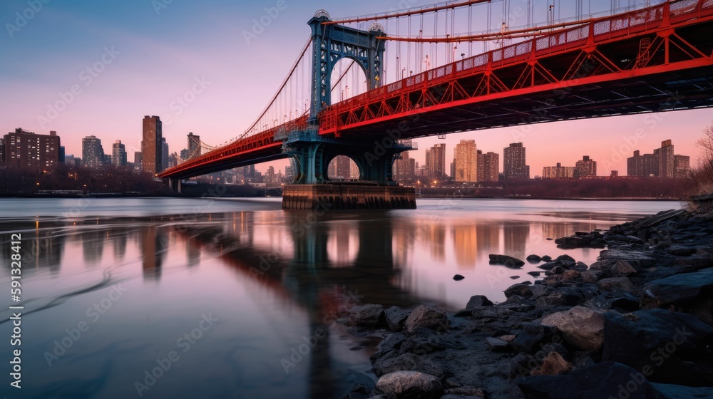 Bridge over a river with a cityscape Bridge over a river with a cityscape