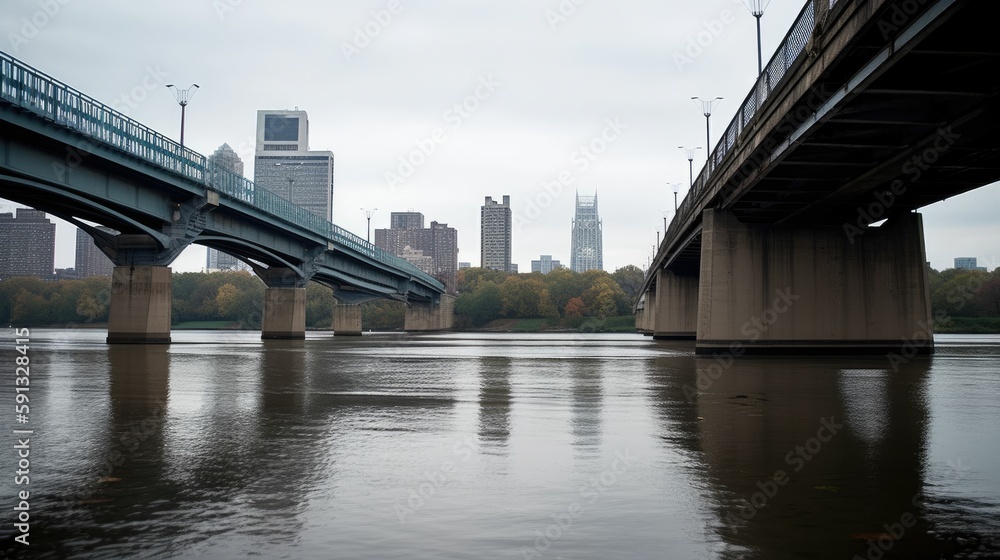 Cityscape of a bridge over a river