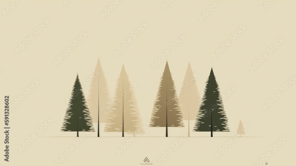 Obraz premium Minimalistic drawings of trees wallpaper