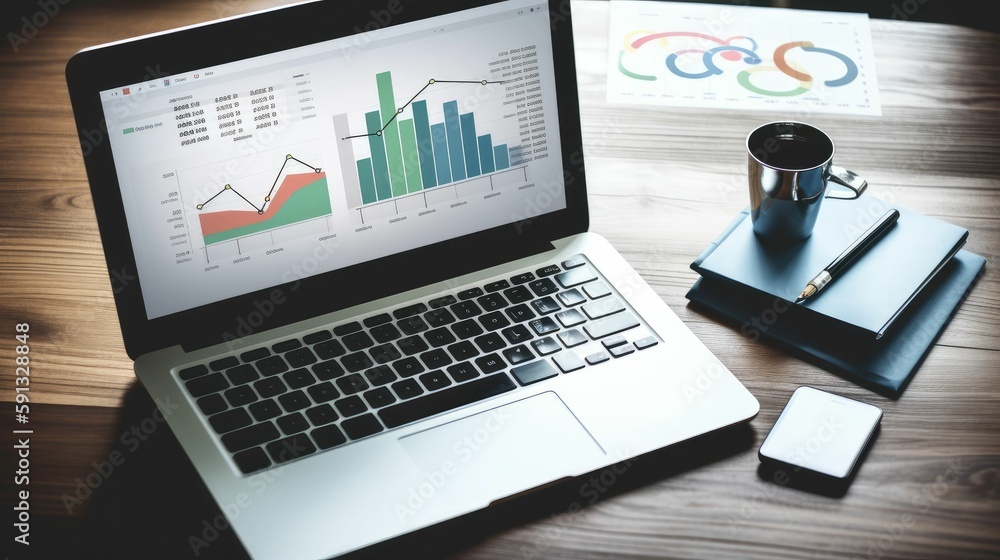 Digital marketing data analysis on laptop Digital marketing data analysis on laptop