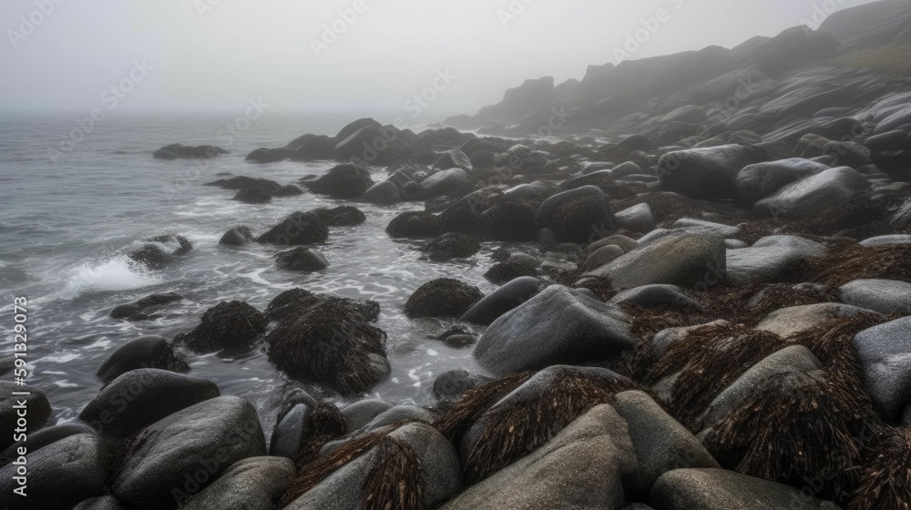 Obraz premium Rocky Shore with Light Mist