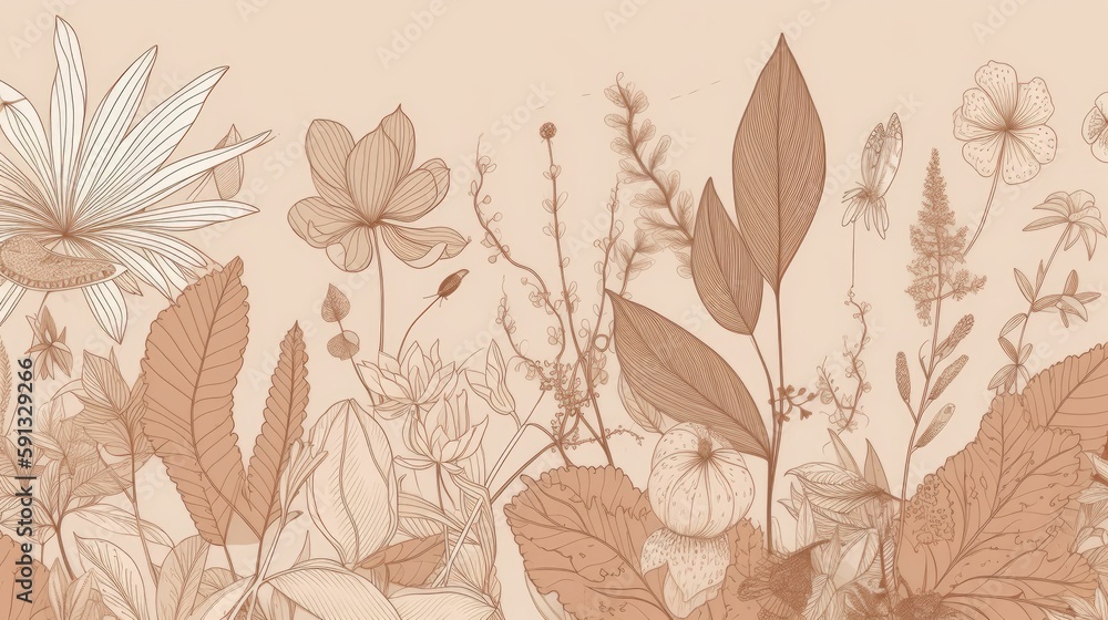 Botanical illustrations in earthy colors wallpaper Botanical illustrations in earthy colors wallpaper