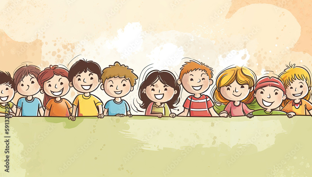 group of children, Children's Day concept. AI generative image.