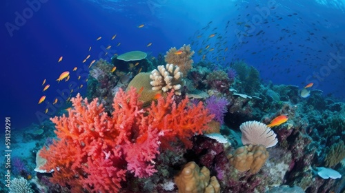 Colorful and beautiful coral reef
