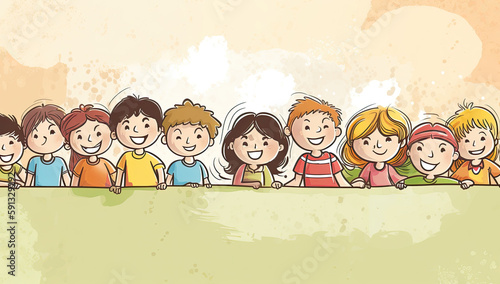 Obraz na płótnie group of children, Children's Day concept. AI generative image. w salonie
