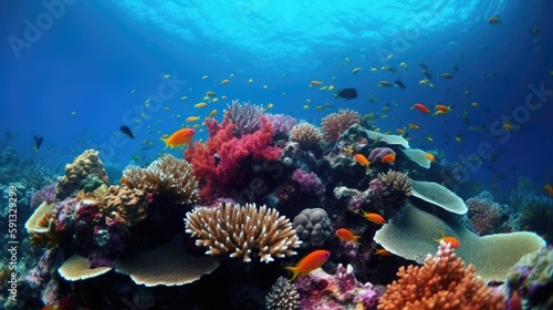 Colorful and Beautiful Coral on a Coral Reef