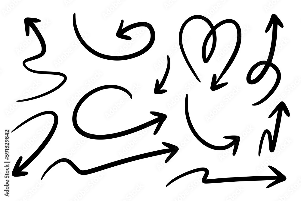 Fototapeta premium hand drawn arrow set. Doodle vector illustration. eps 10.