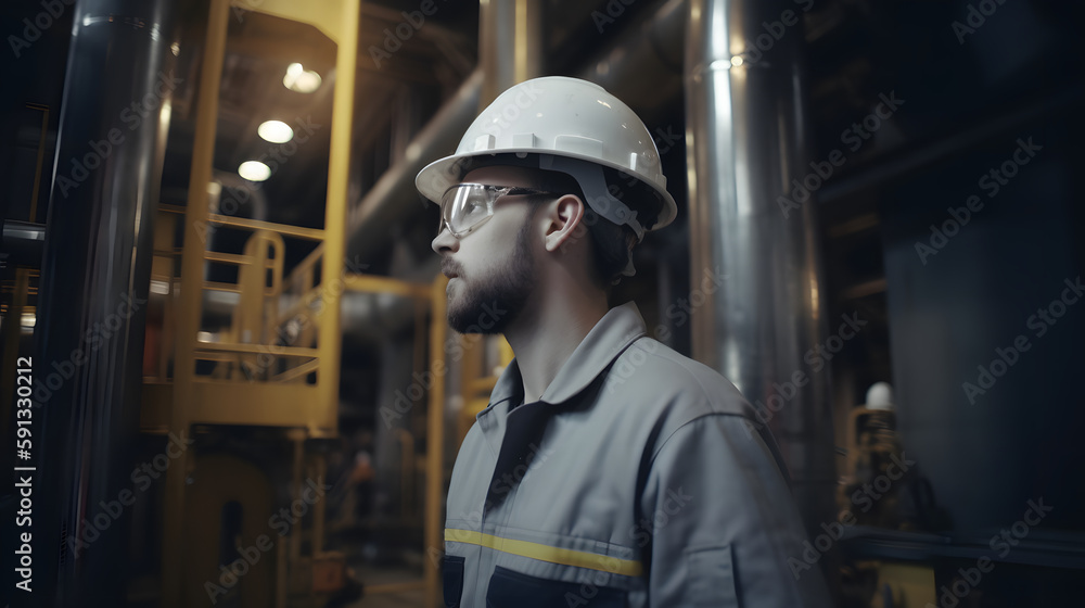 Empowered worker in industry with vision of the future Empowered worker in industry with vision of the future