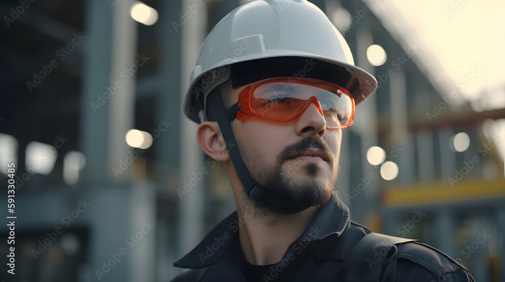 Empowered worker in industry with vision of the future Empowered worker in industry with vision of the future