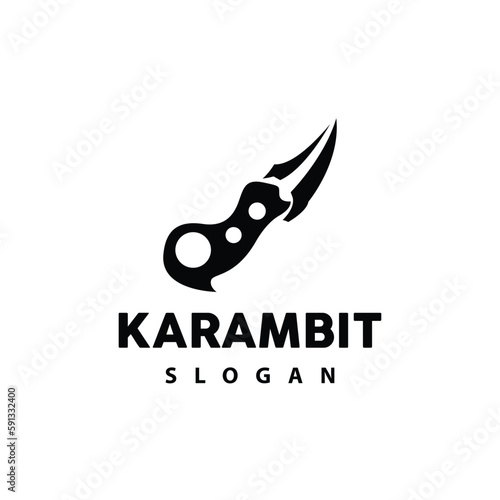 Kerambit Logo, Indonesia Fighting Weapon Vector, Ninja Fighting Tool Simple Design, Template Illustration Symbol Icon