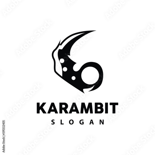 Kerambit Logo, Indonesia Fighting Weapon Vector, Ninja Fighting Tool Simple Design, Template Illustration Symbol Icon