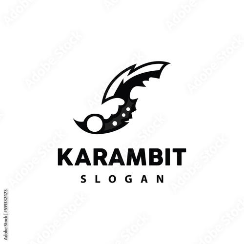 Kerambit Logo, Indonesia Fighting Weapon Vector, Ninja Fighting Tool Simple Design, Template Illustration Symbol Icon