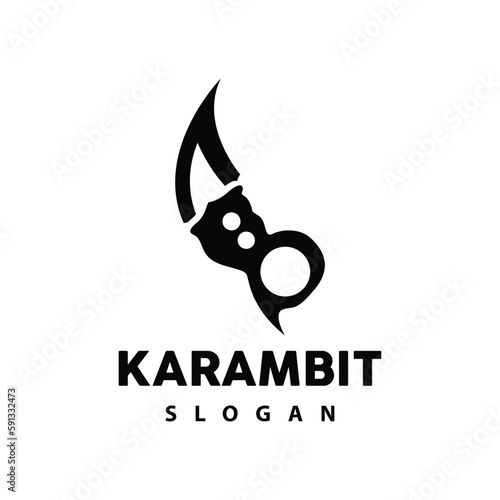 Kerambit Logo, Indonesia Fighting Weapon Vector, Ninja Fighting Tool Simple Design, Template Illustration Symbol Icon