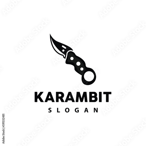 Kerambit Logo, Indonesia Fighting Weapon Vector, Ninja Fighting Tool Simple Design, Template Illustration Symbol Icon