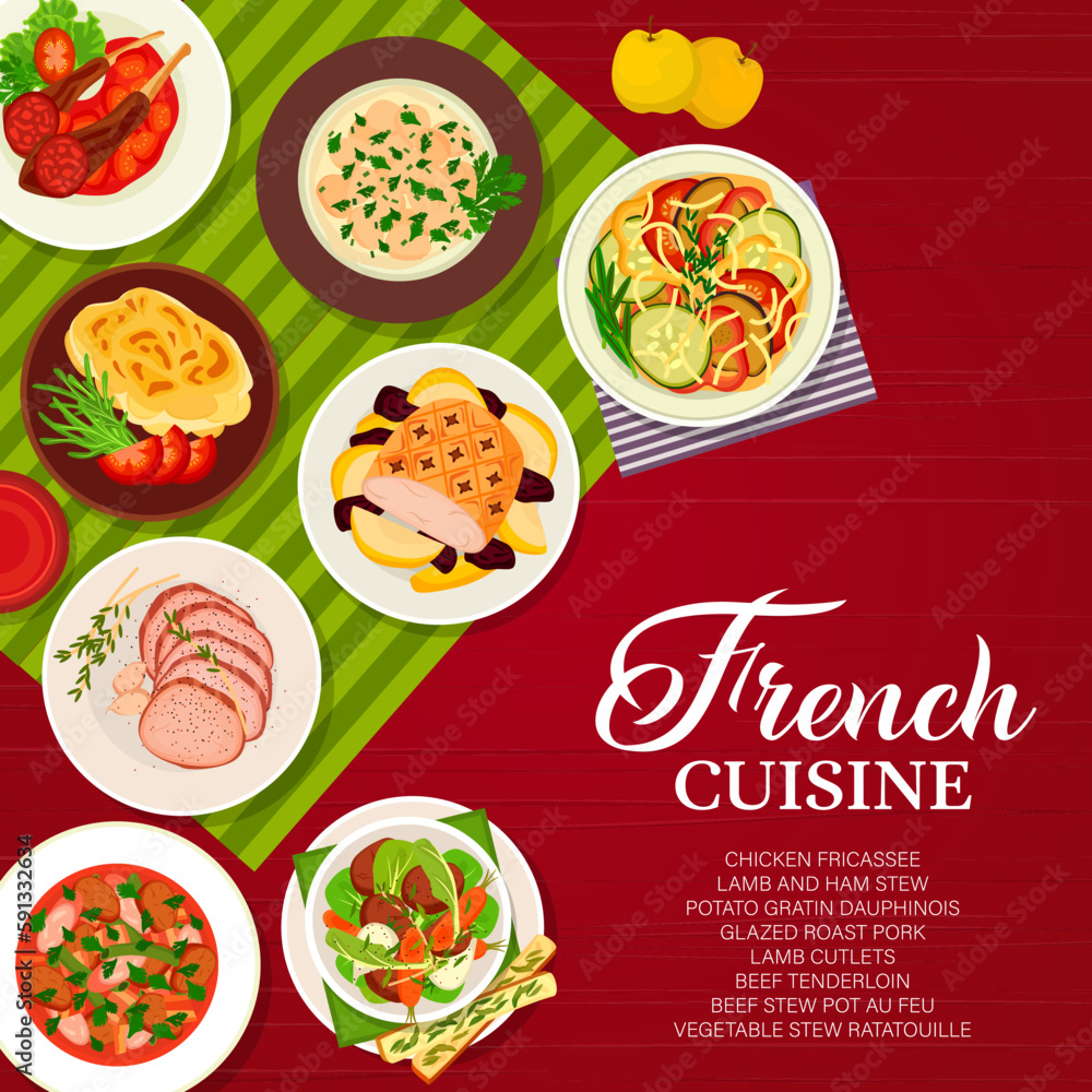 French Cuisine Food Menu Cover Page Beef Tenderloin Potato Gratin french-cuisine-food-menu-cover-page-beef-tenderloin-potato-gratin