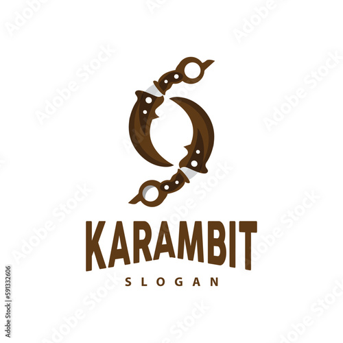 Kerambit Logo, Indonesia Fighting Weapon Vector, Ninja Fighting Tool Simple Design, Template Illustration Symbol Icon