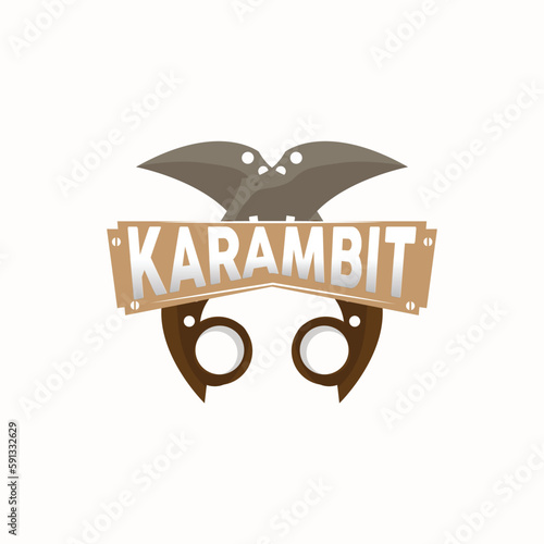 Kerambit Logo, Indonesia Fighting Weapon Vector, Ninja Fighting Tool Simple Design, Template Illustration Symbol Icon