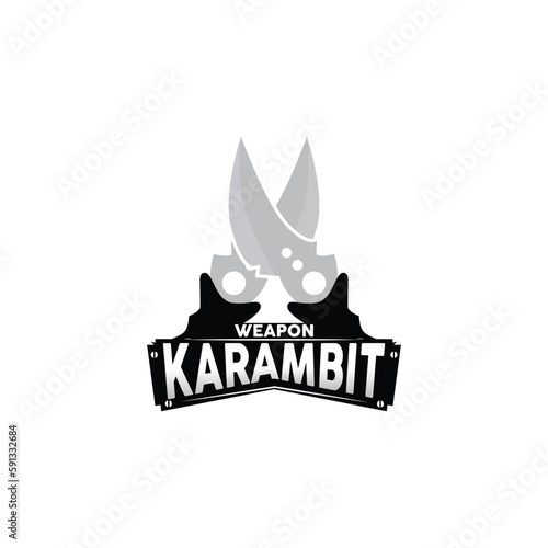 Kerambit Logo, Indonesia Fighting Weapon Vector, Ninja Fighting Tool Simple Design, Template Illustration Symbol Icon